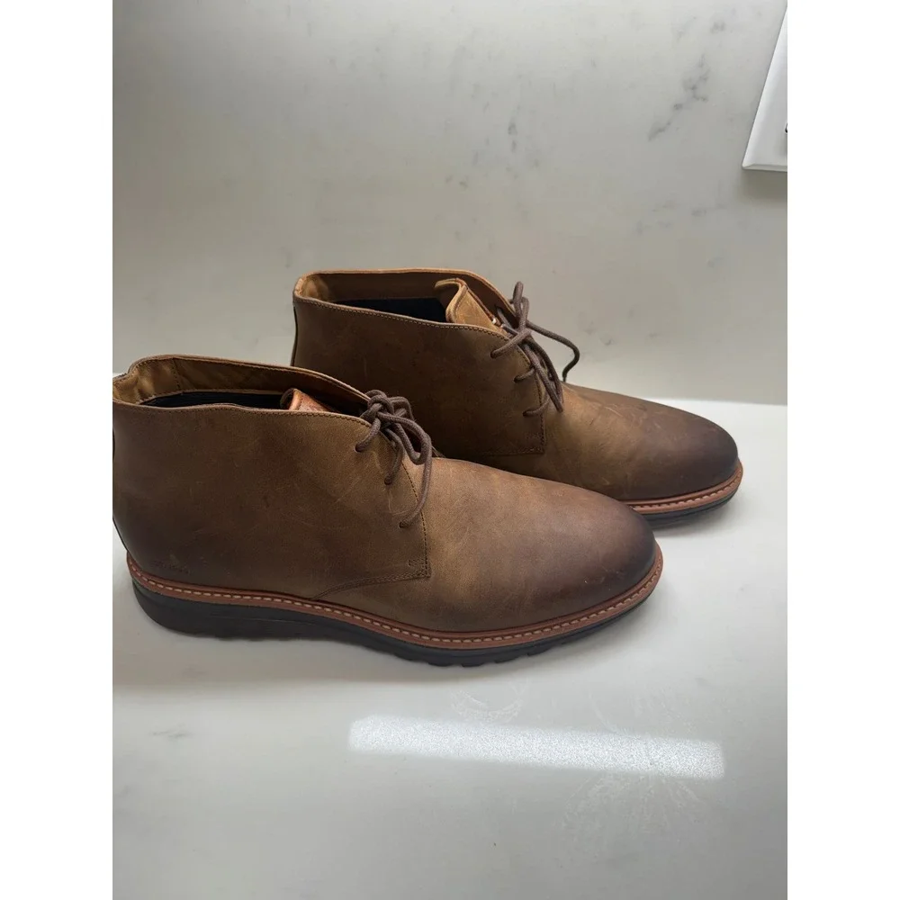 Johnston & Murphy Mens TRUFOAM Oiled Leather Chukka Boots Brown Size 9.5M